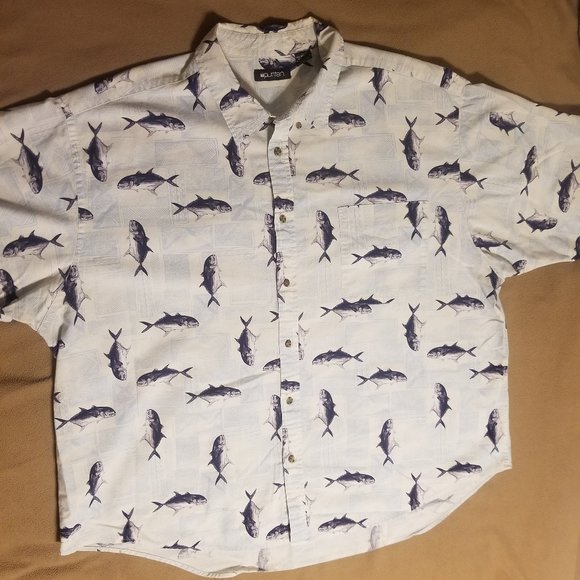 Puritan Other - Puritan's light blue fish-themed 3XL men's shirt